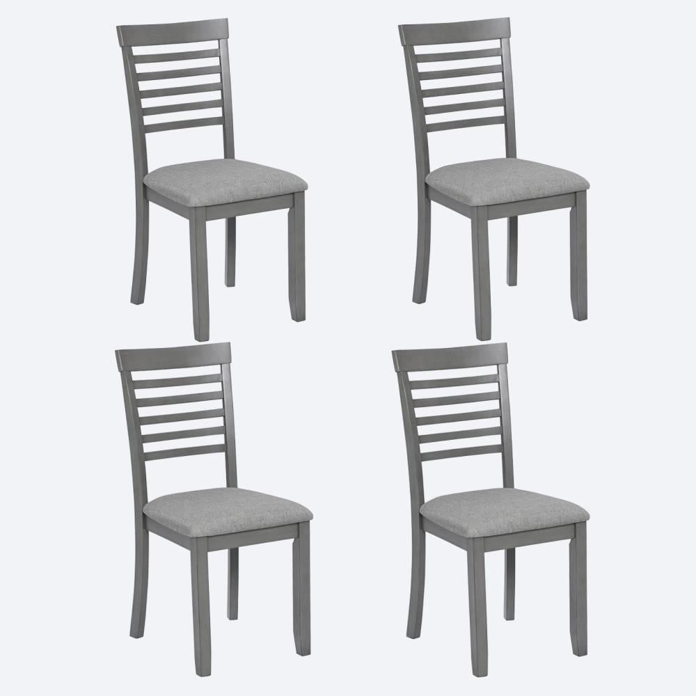 Rubberwood Dining Chair Set with Curved Backrests