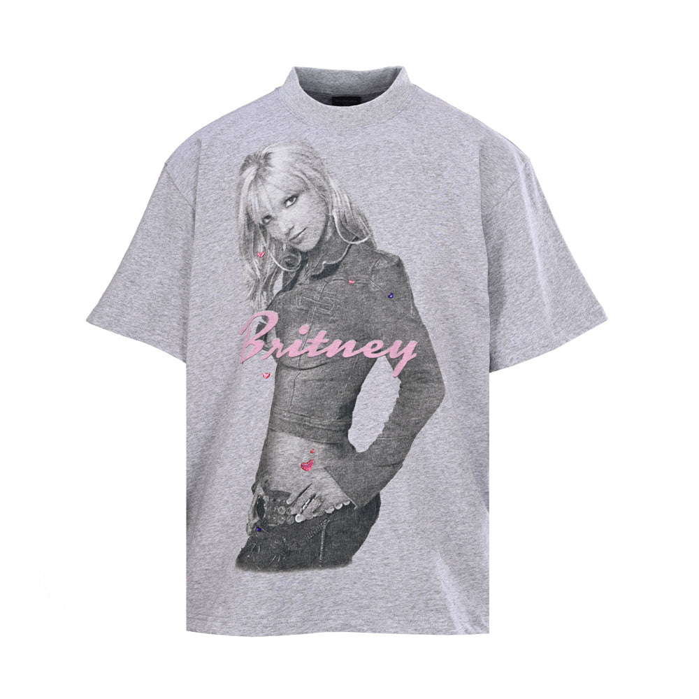 Balenciaga Britney Spears Photo T-Shirt in Heather Gray