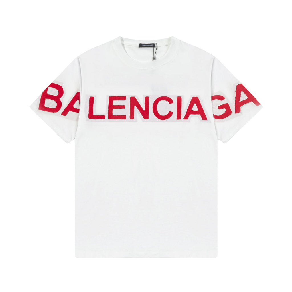Balenciaga Wrap-Around Logo T-Shirt in White & Red