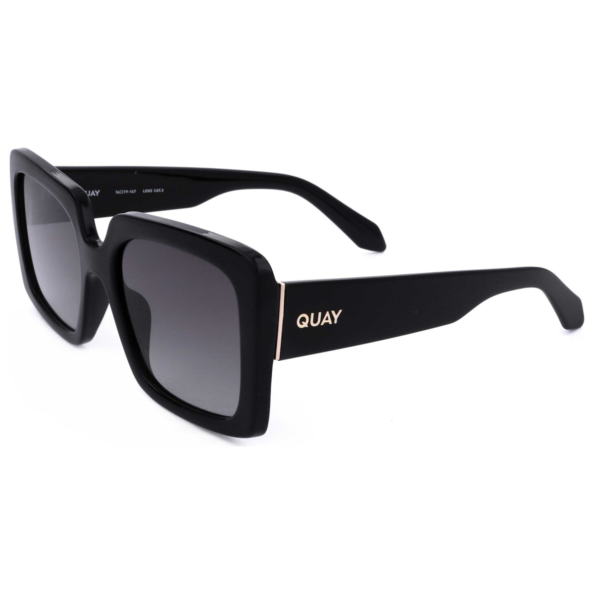 Quay Women's 47mm Black Sunglasses TOTAL-VIBE-BLK-47