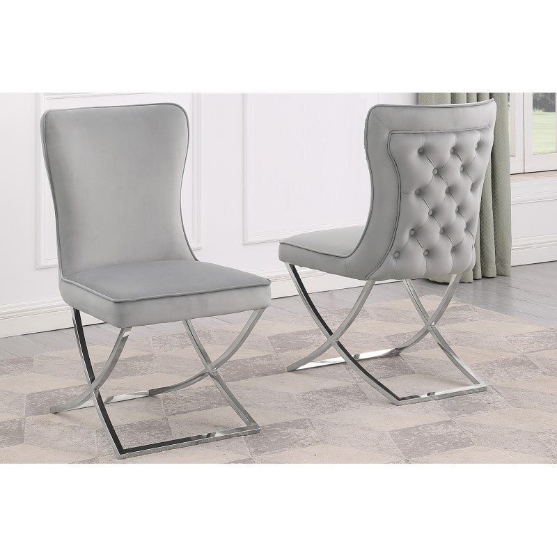 Set of 2 Velvet Tufted Dining Chairs