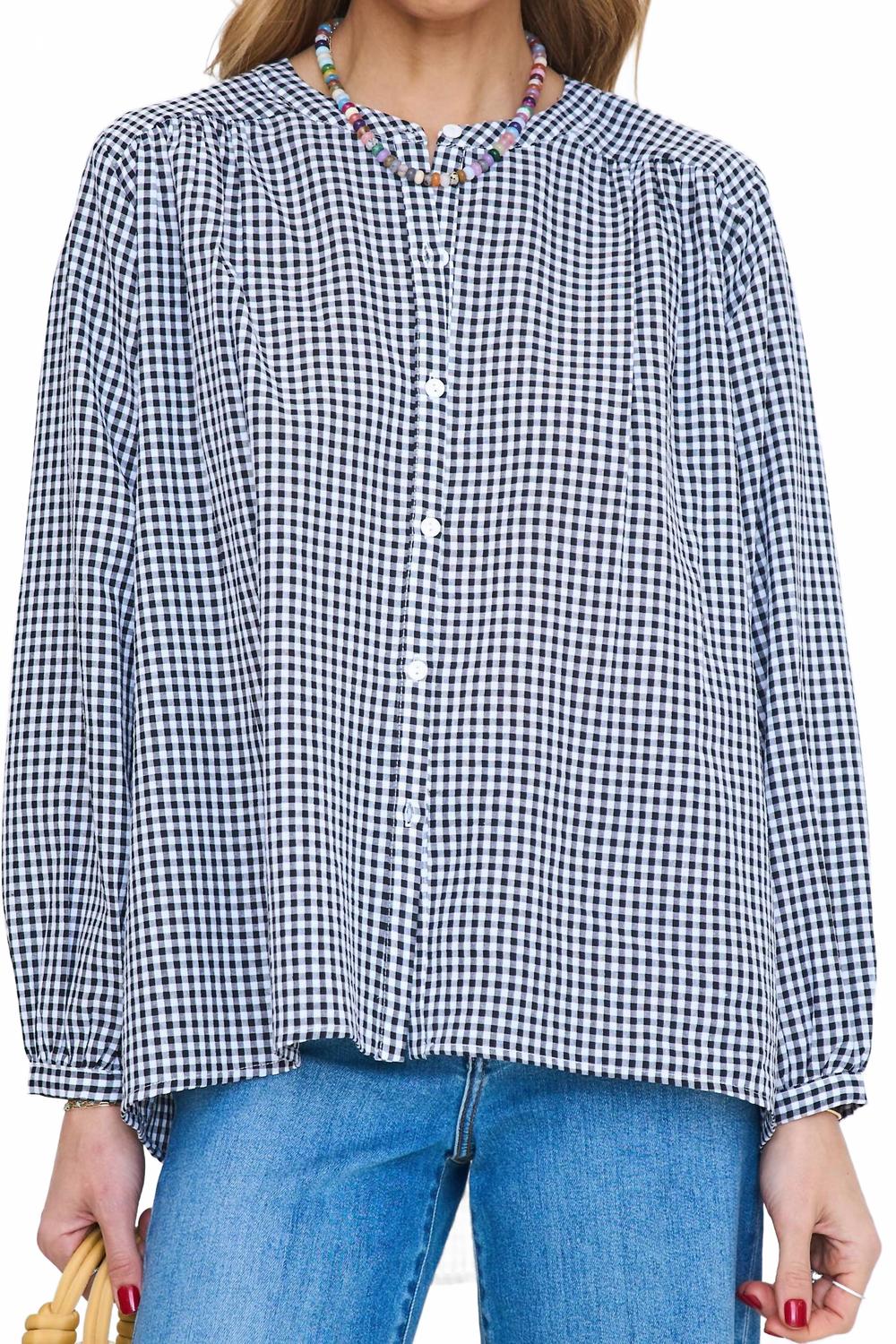 Finley Gingham Button Up Shirt In Black/ White