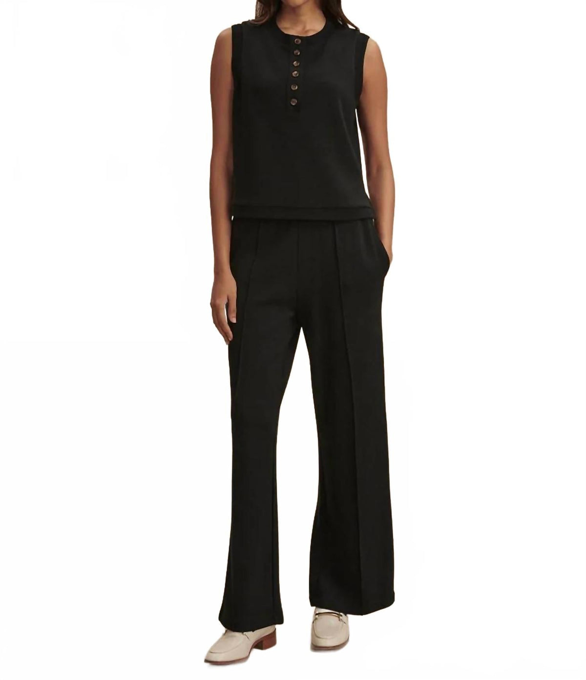 Marla Button Placket Tank In Black