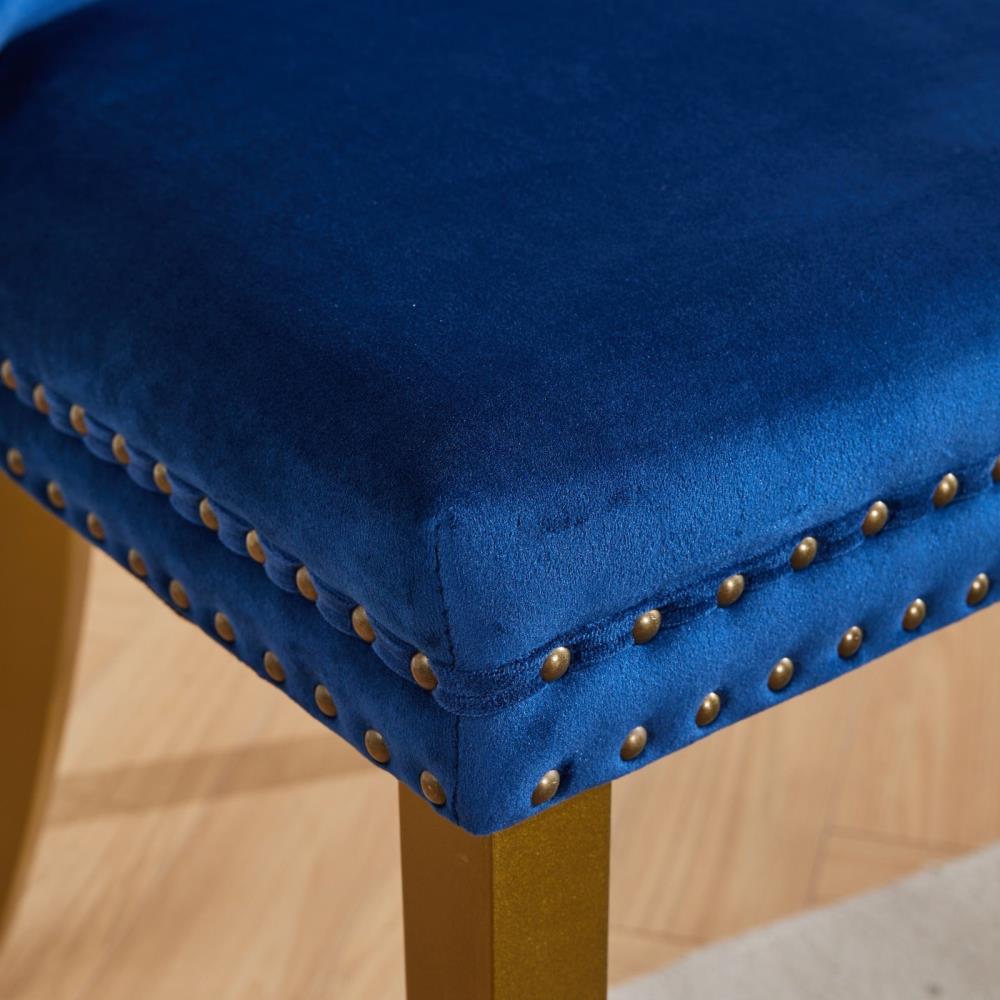 Set of 2 Velvet Dining Chairs with Tufted High Backs