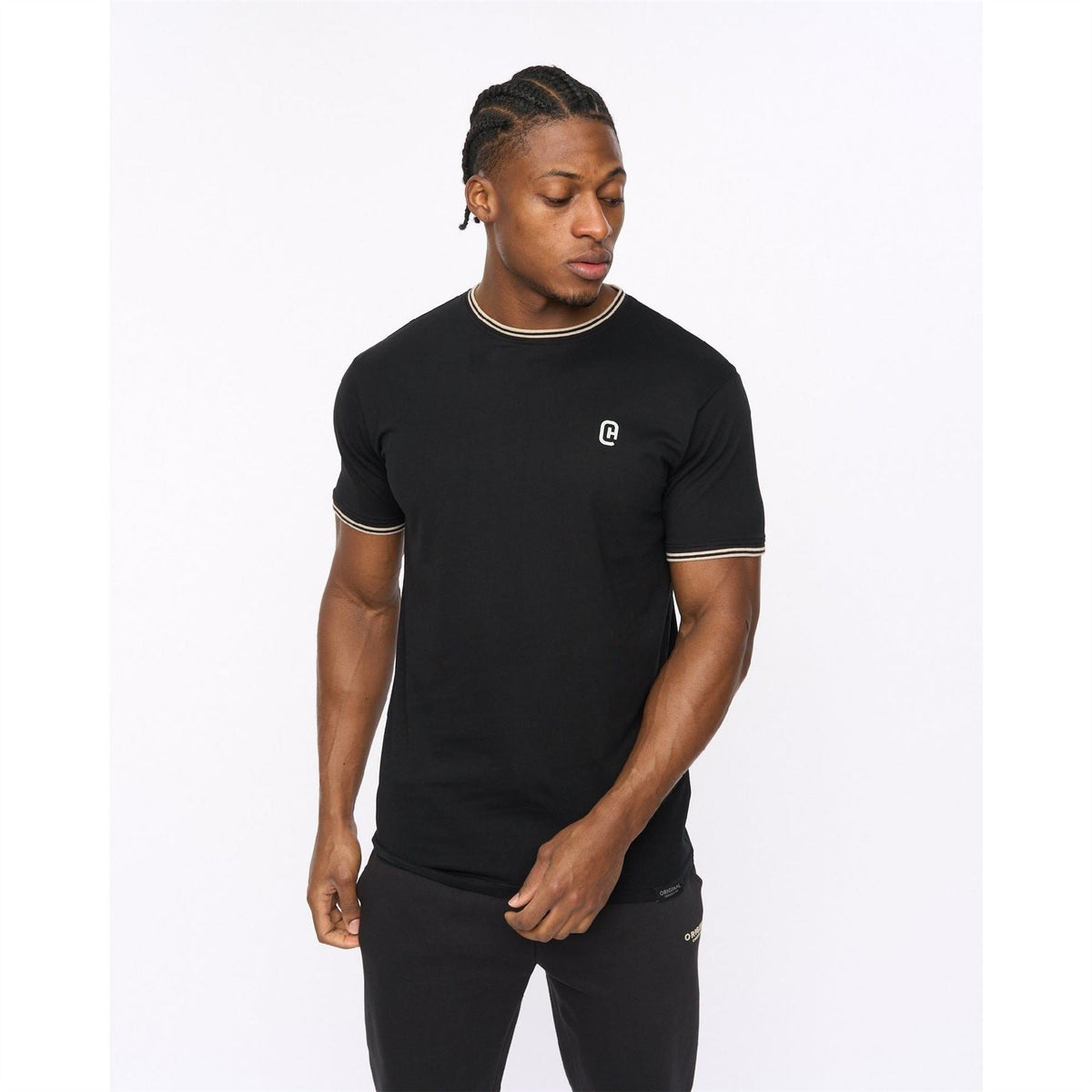 Crosshatch Preece Hem Label Patch Crew Neck Short Sleeve T-Shirt