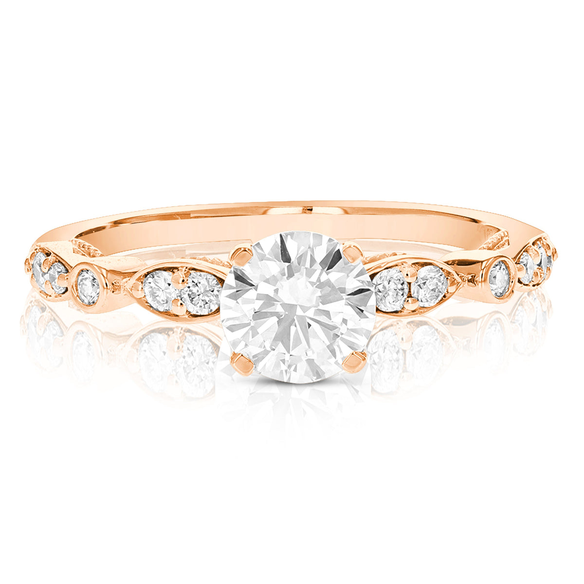 2 cttw Lab Grown Diamond Engagement Ring in 14K Rose Gold For Women