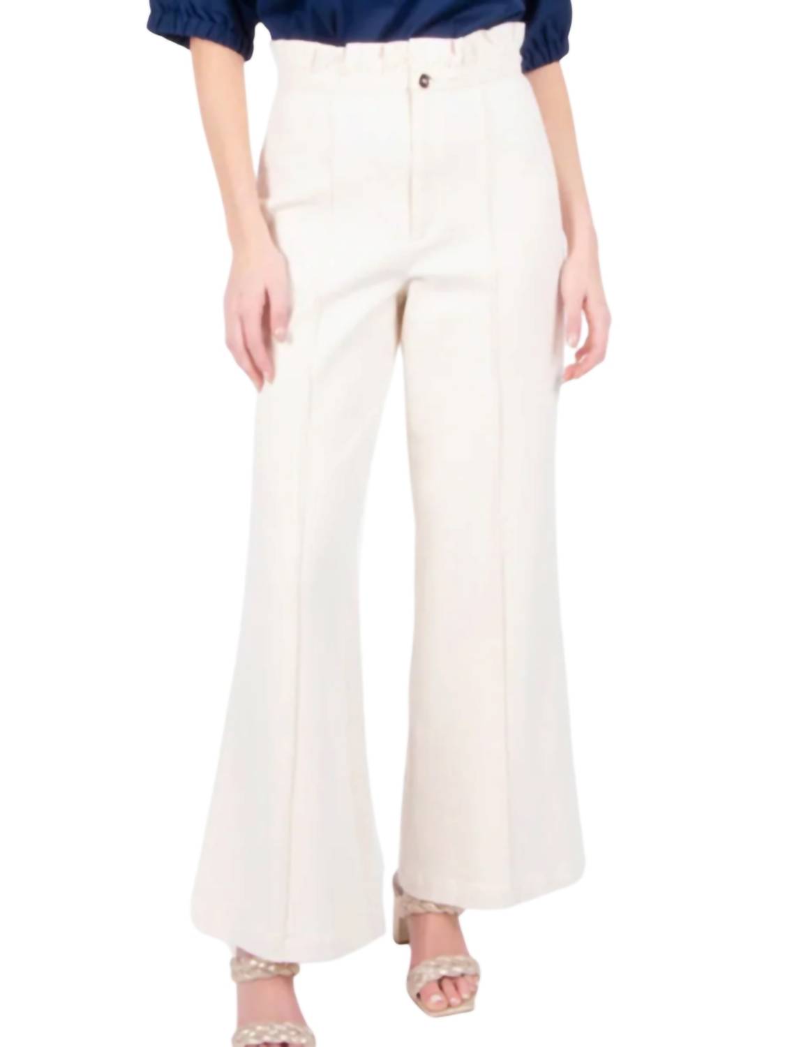 Ruffle Flare Pants In Gardenia