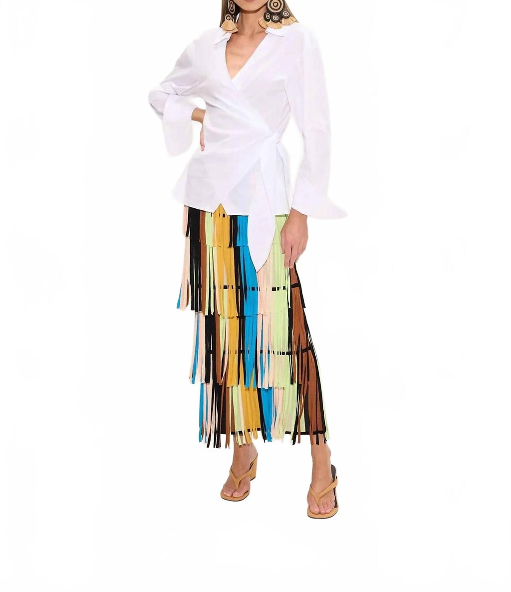 Anya Poplin Wrap Top In Macadamia White