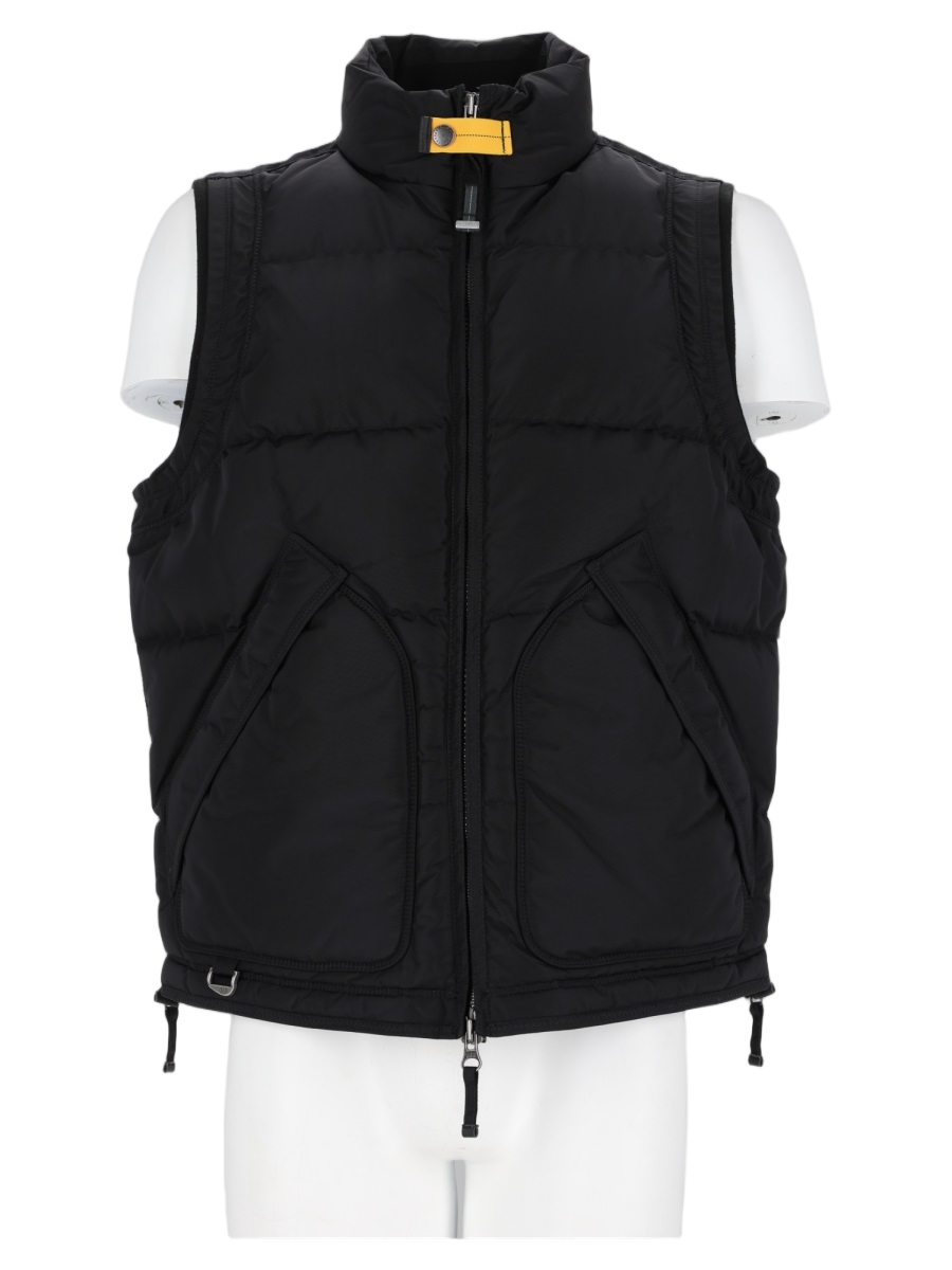 Black High Collar Polyamide Padded Vest