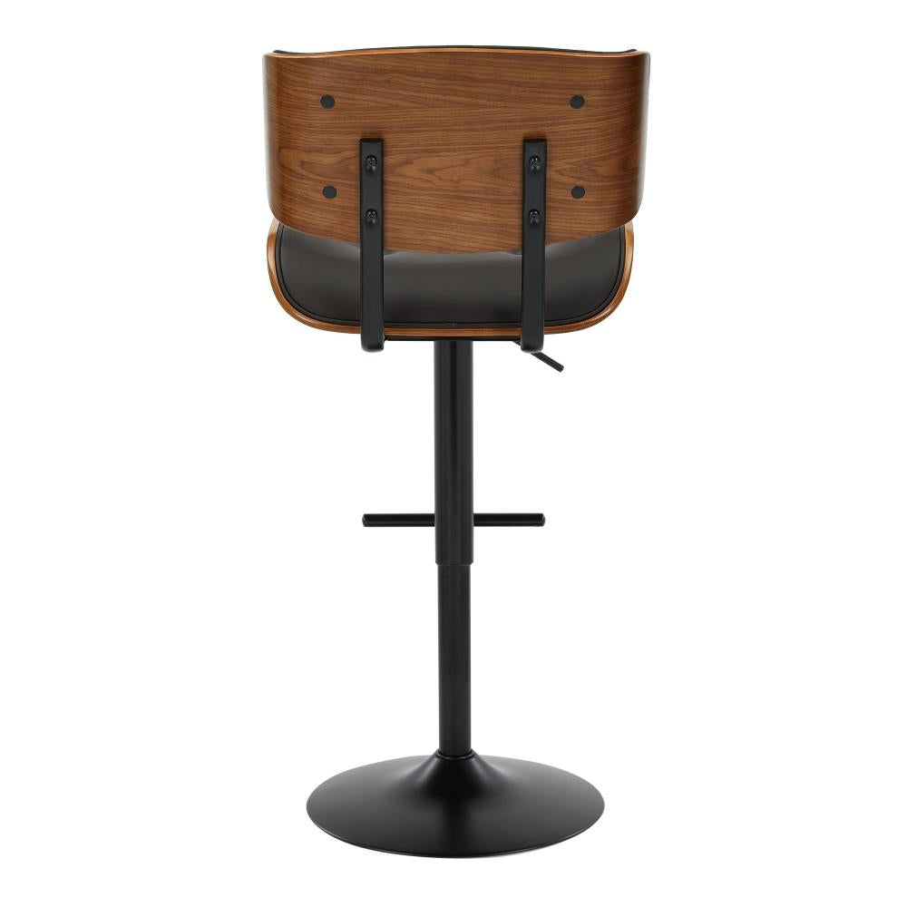 Set of 2 Contemporary Bar Stools with Rotating Seats and Upholstered Backrests
