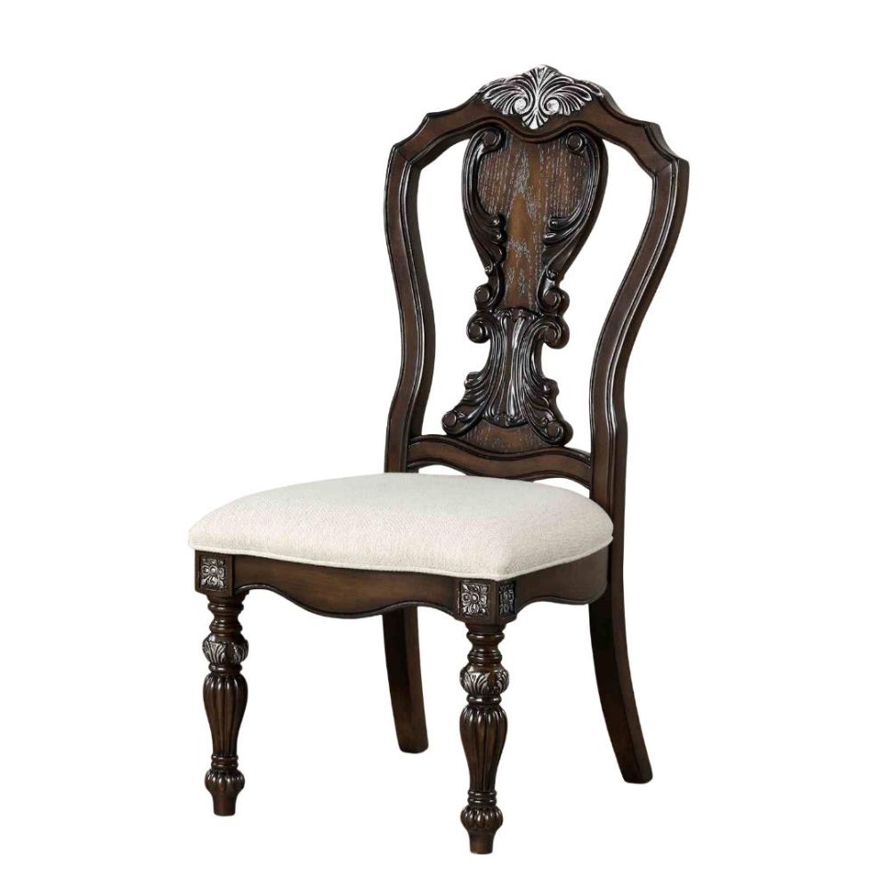 Set of 2 Elegant Dining Room Chairs with Sculpted Frames