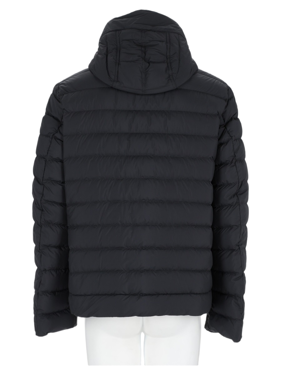 Black Quilted Hooded Polyester Down Jacket