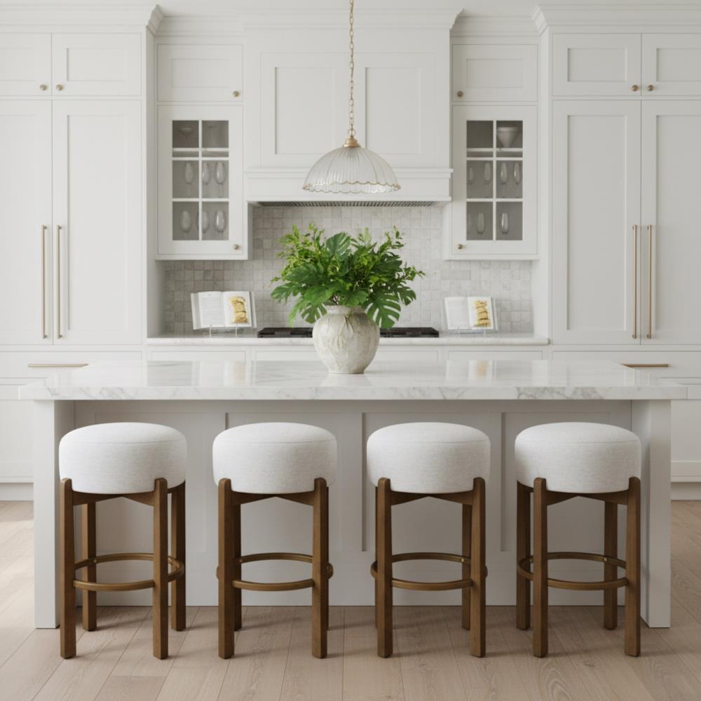 Contemporary Bar Chairs with Upholstered Seats and Wooden Frames