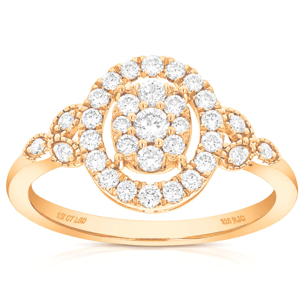 1/2 cttw Lab Grown Diamond Ring in Rose Gold Plated Silver For Women