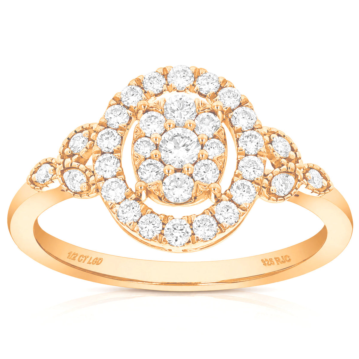 1/2 cttw Lab Grown Diamond Ring in Rose Gold Plated Silver For Women