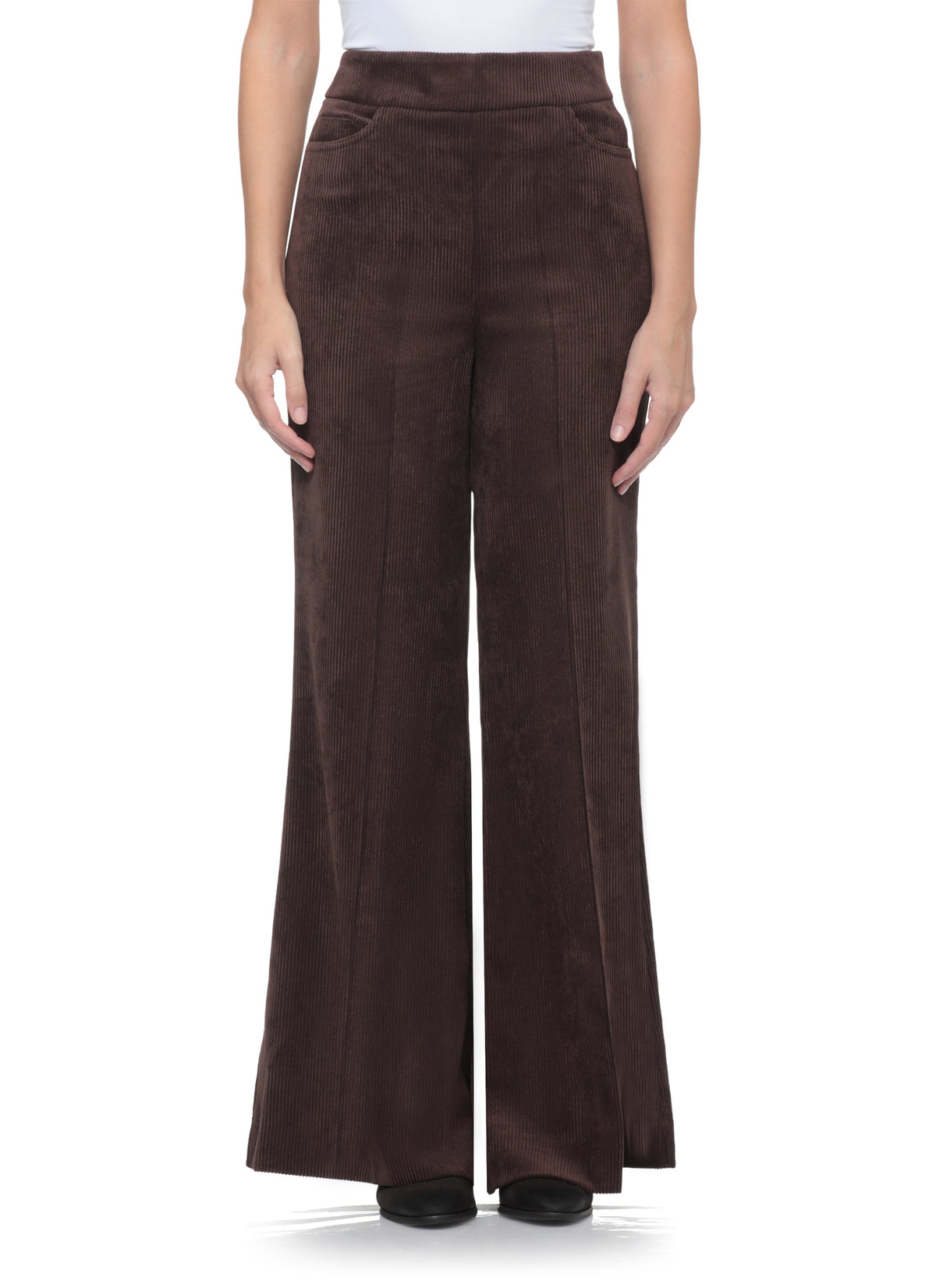 Brown Flared-Leg Corduroy Flared Pants
