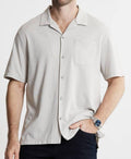 Knit Oxford Short Sleeve Shirt In Silver