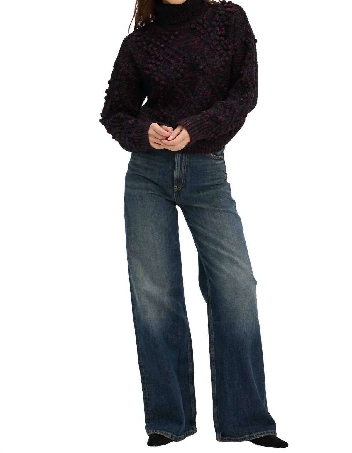 Daphne Sweater In Black And Burgundy