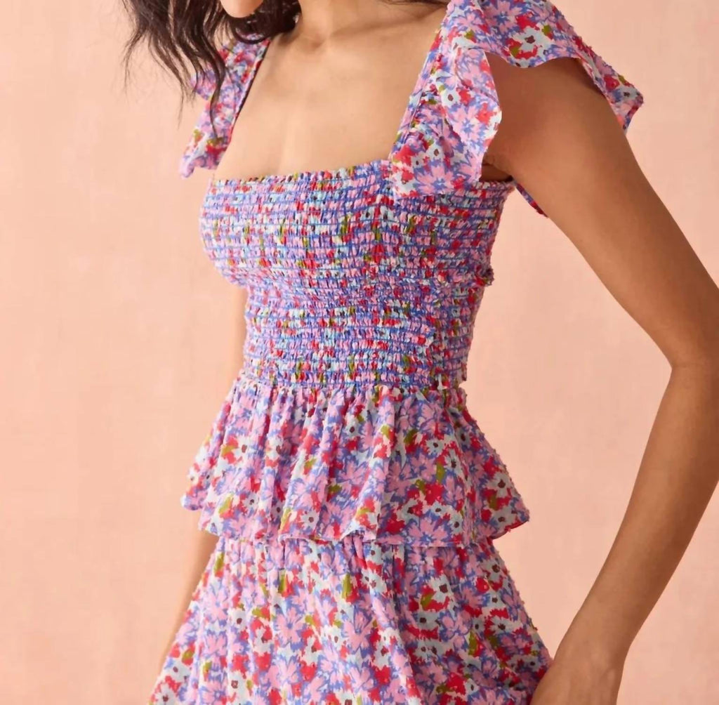 Zoe Floral Top In Rita Punch