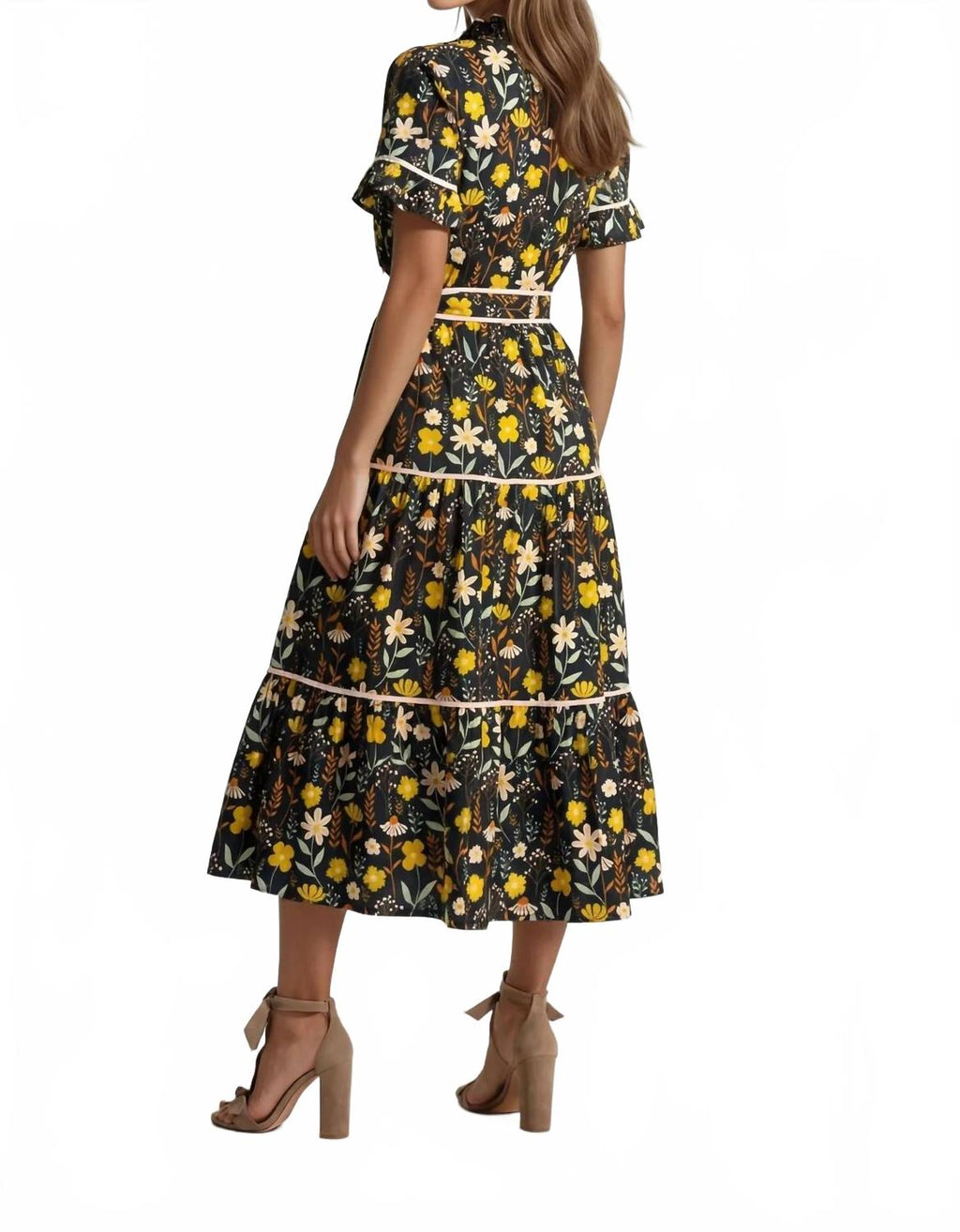 Lena Midi Dress In Wildflower Waltz