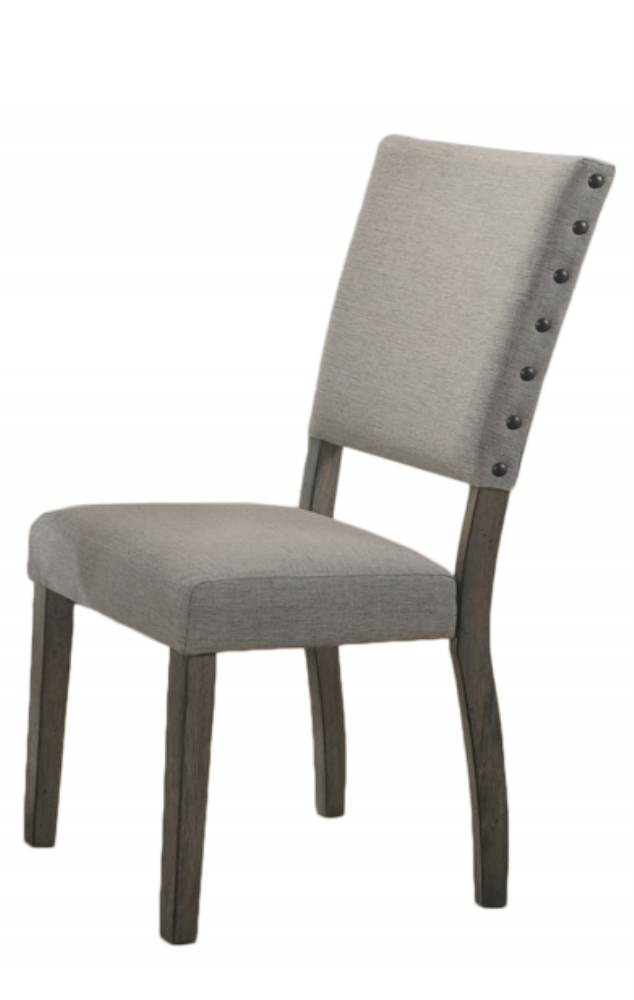 Set of 2 Antique Style Upholstered Dining Chairs with Nailhead Trim