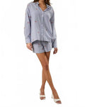 Striped Flag Button Down Shirt In Blue-And-White