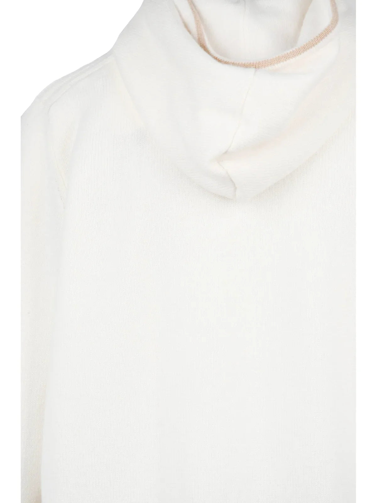 White Drawstring Hooded Cashmere Zip Cardigan