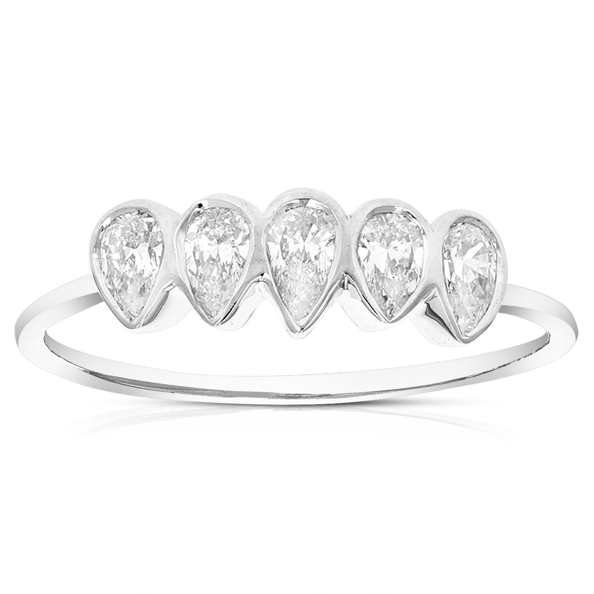 1/2 cttw Pear Lab Grown Diamond 5 Stone Engagement Ring in 14K White Gold For Women