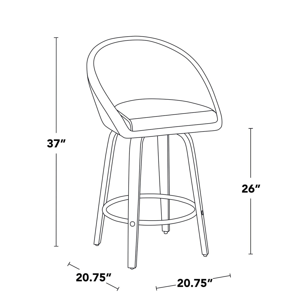 26-Inch Upholstered Counter Chairs with Footrests