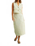 Linen Cargo Midi Skirt In Ivory