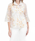 Floral Embroidered Jacket In Gold