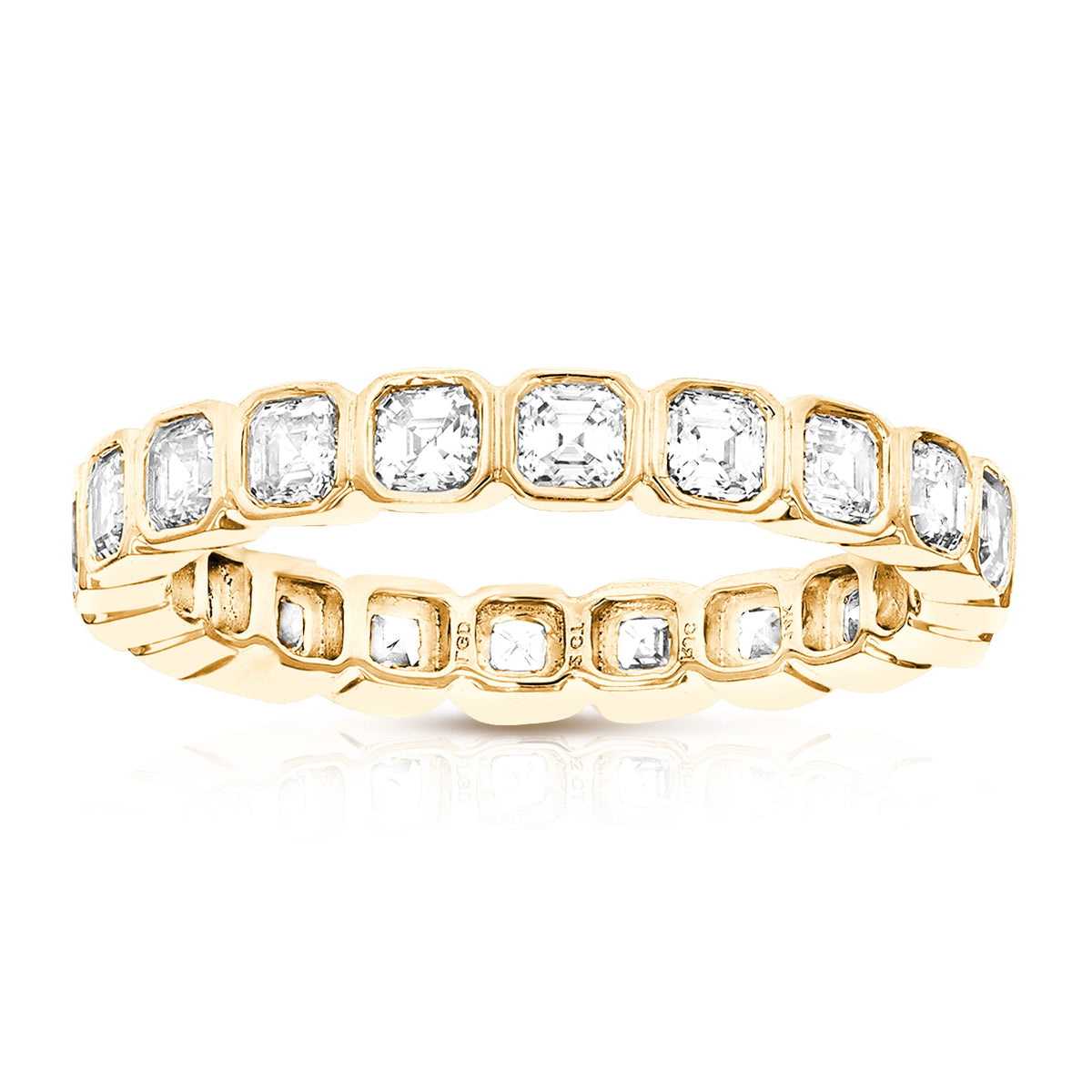 3 cttw Asscher Lab Grown Diamond Eternity Ring Wedding Band in 14K Yellow Gold For Women