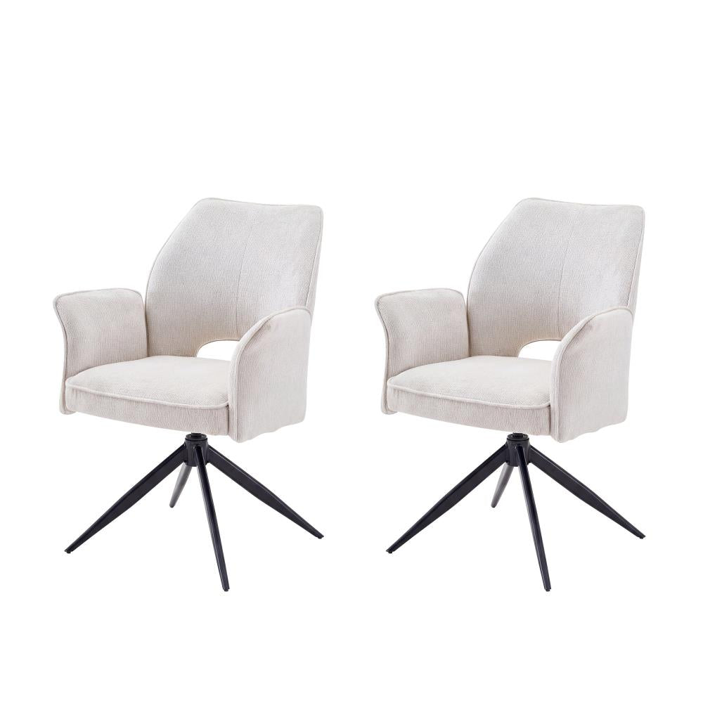 Set of 2 Modern Fabric Accent Chairs with Rotating Seats for Dining and Home Office