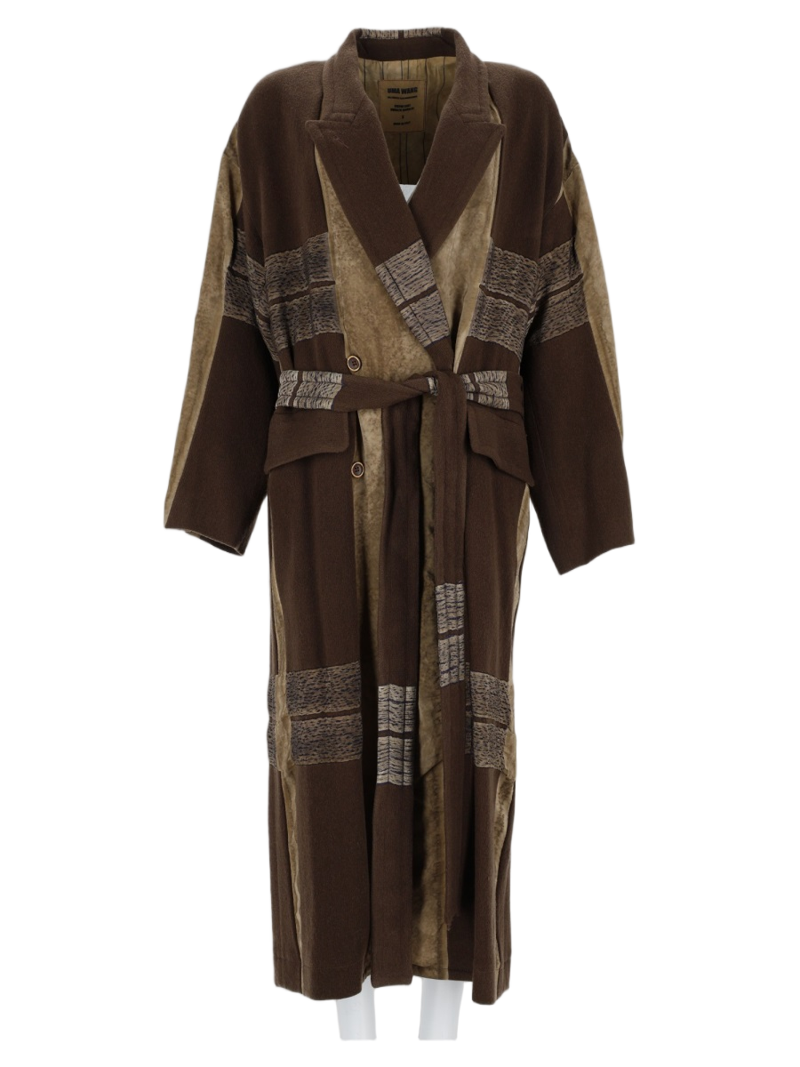 Multicolour Patchwork Belted Oversized Coat