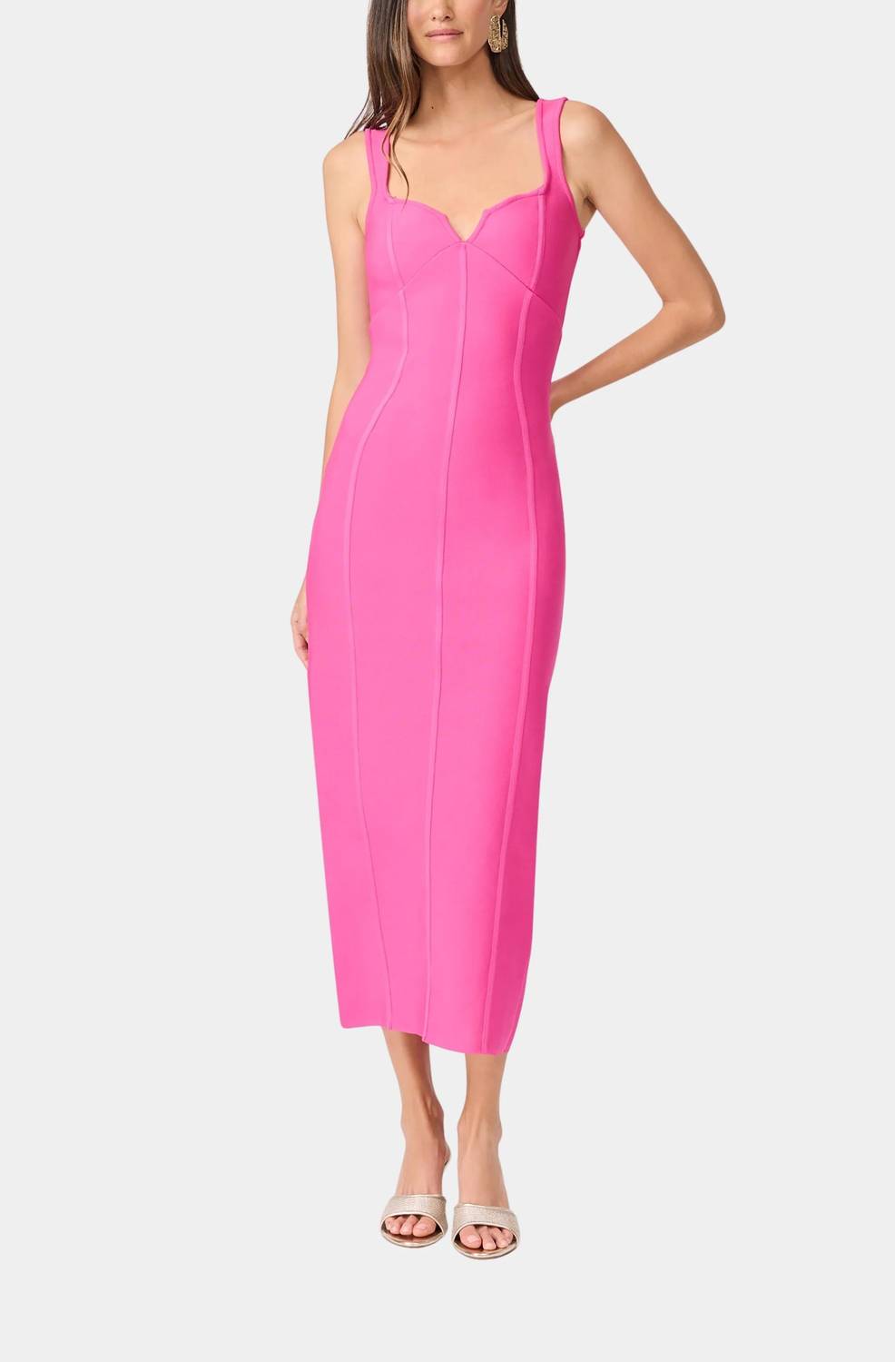 Celina Column Maxi Dress In Hot Pink
