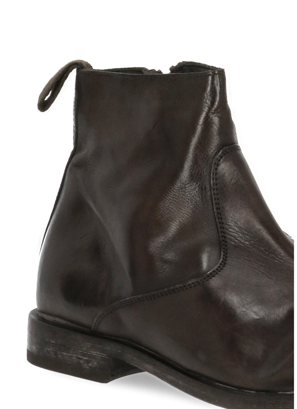 Brown Caesar Vintage Zip Leather Ankle Boots