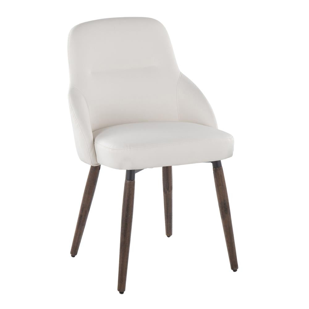 Set of 2 Modern Upholstered Chairs with Wooden Frames and Faux Leather Seats