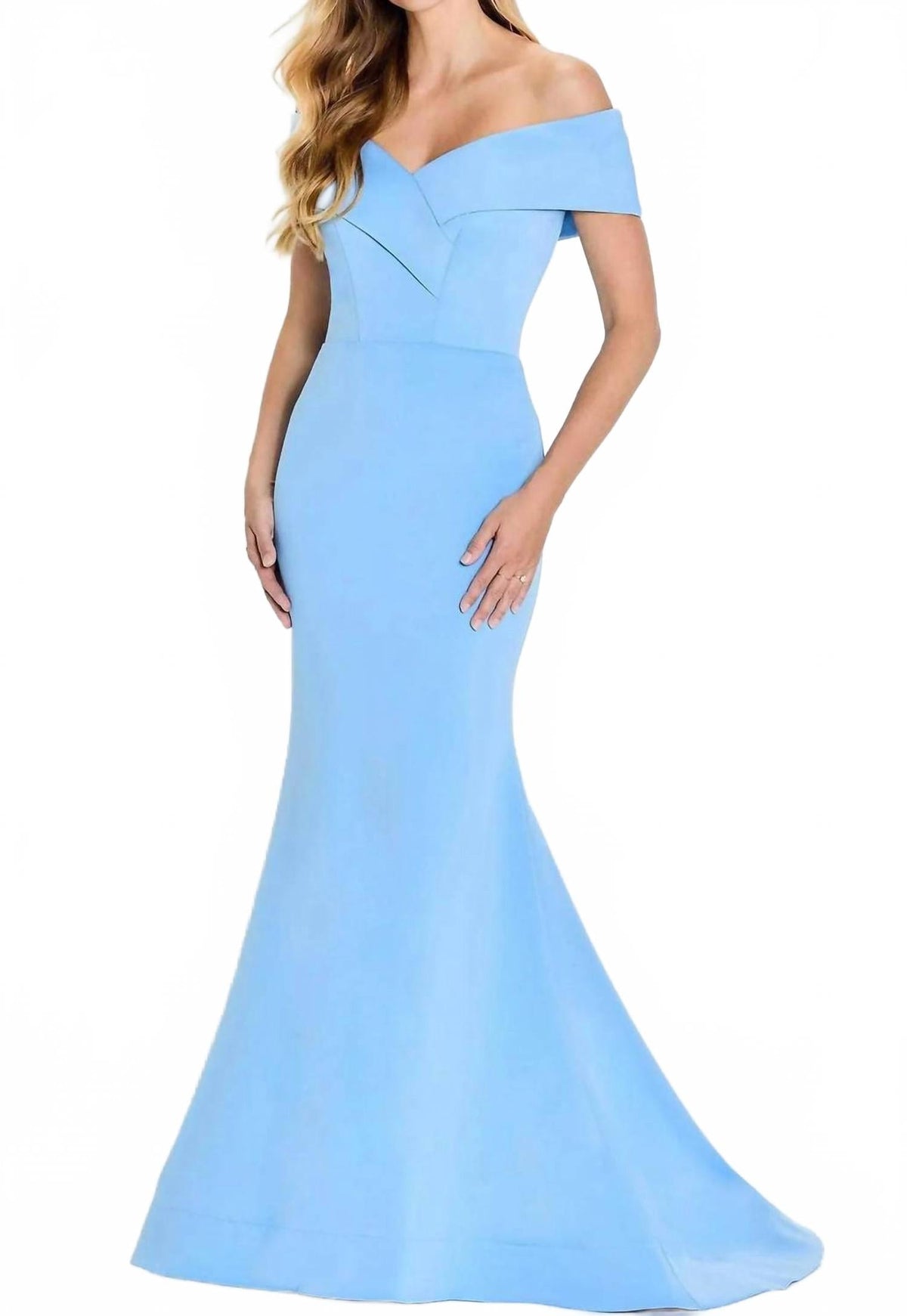 Off Shoulder Mermaid Gown In Powder Blue