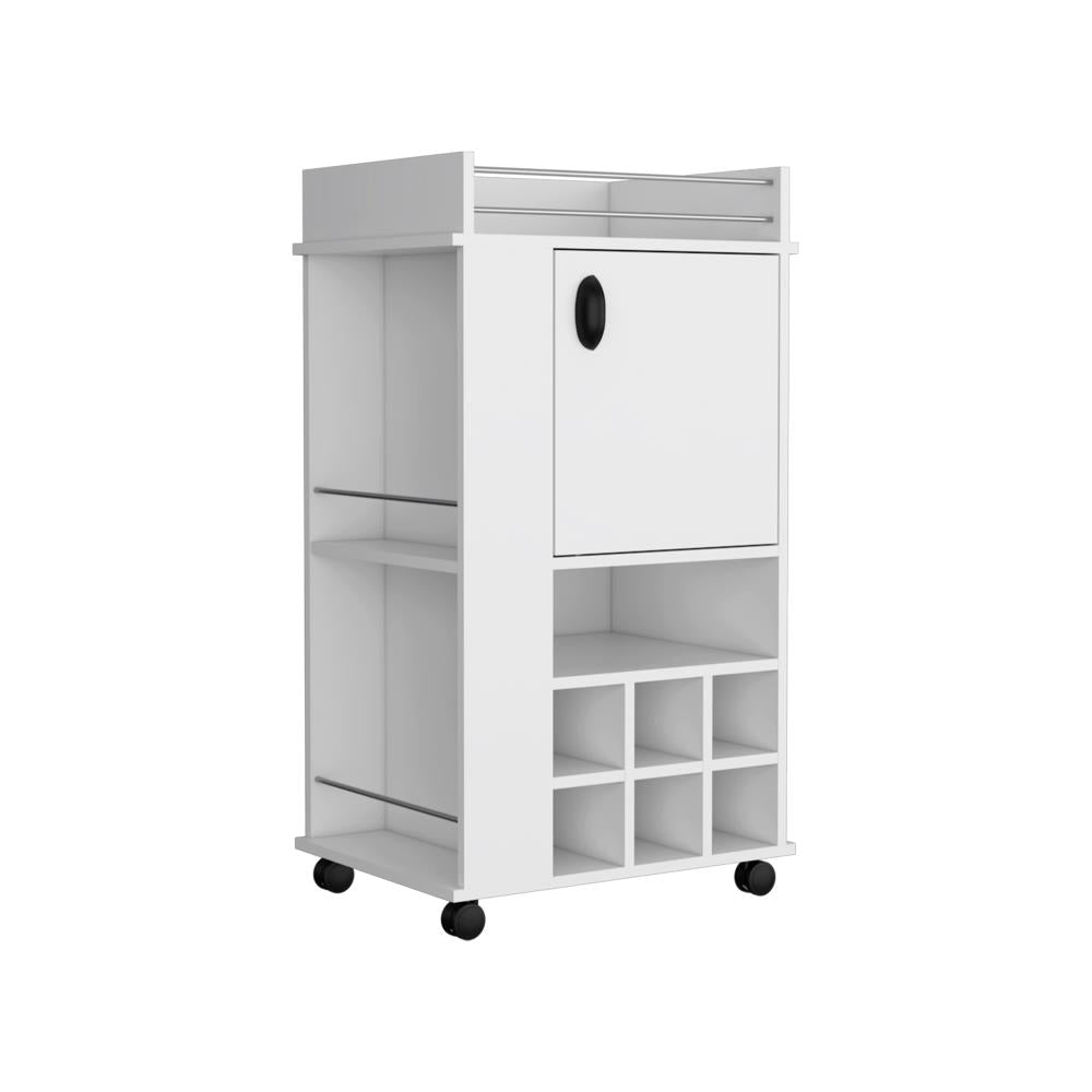 Bar Cart with Wine Bottle Compartments