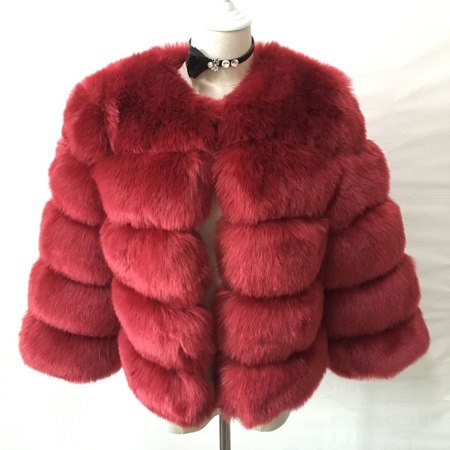 Mink Coats Women New Fashion Wine Red