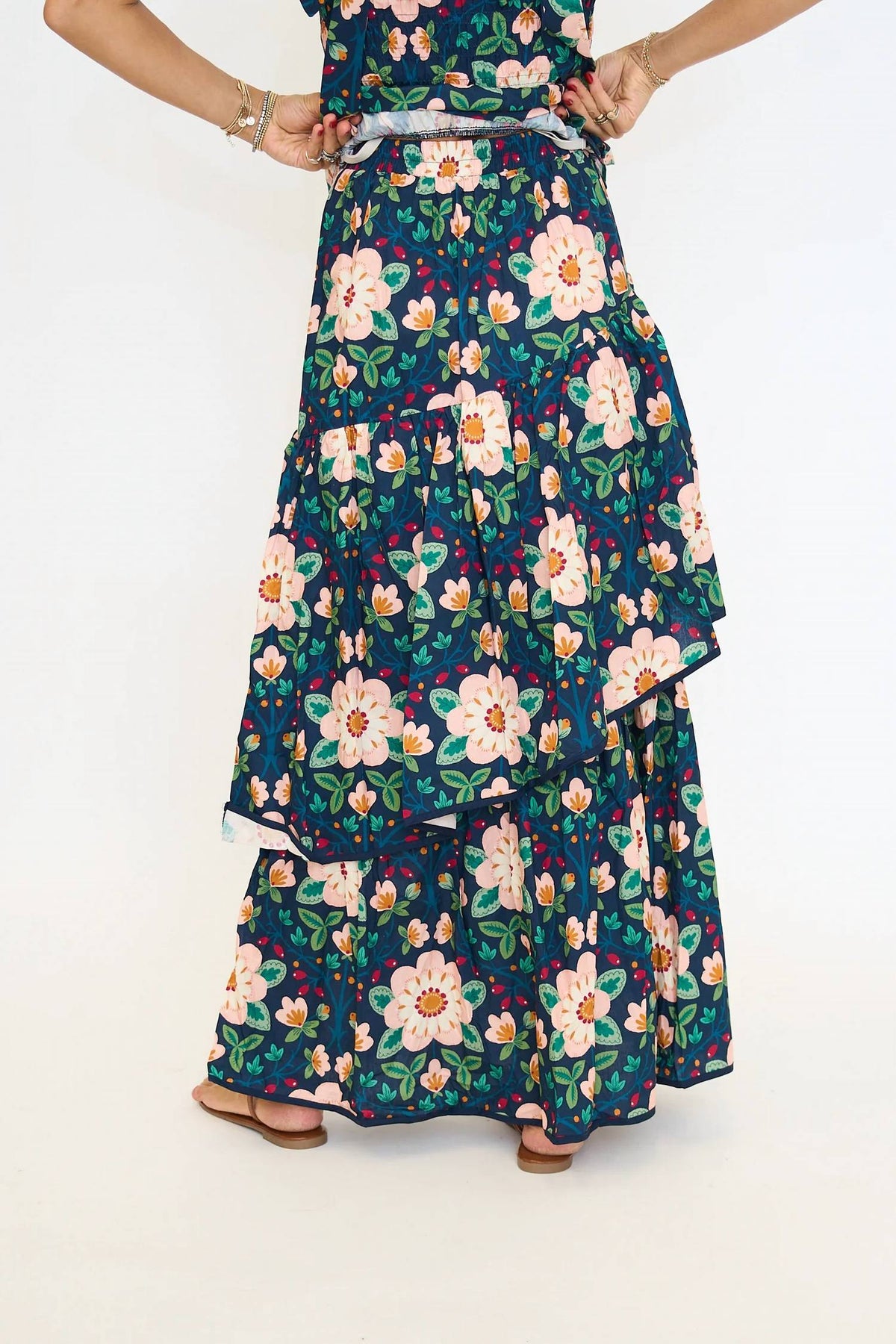 Celeste Maxi Skirt In Green Multi