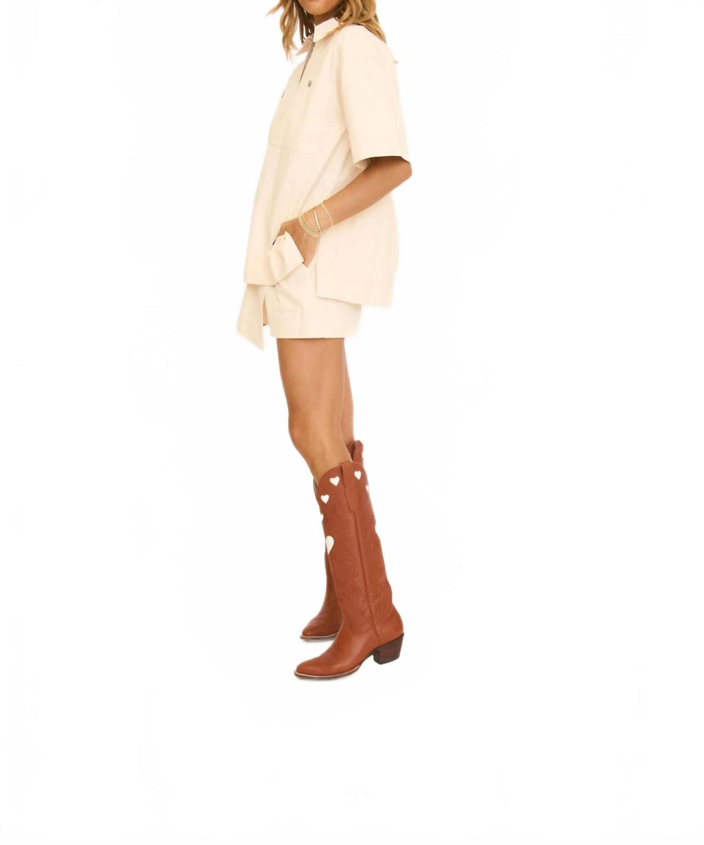 Oversized Collar Top In Cream