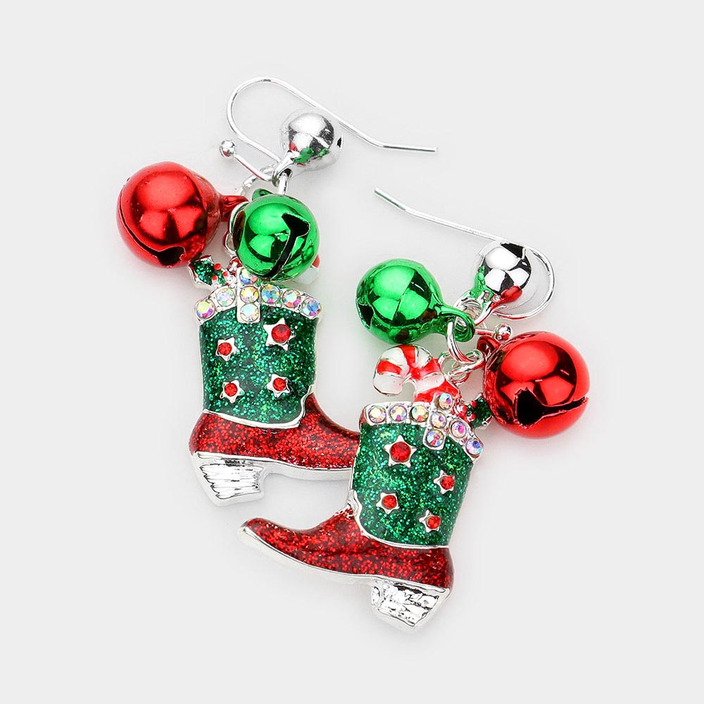 Christmas Boots Bell Dangle Earrings