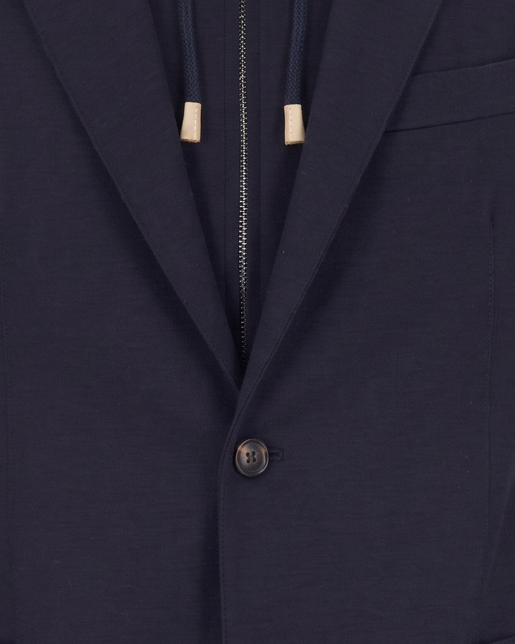 Blue Hooded Layered Closure Blazer