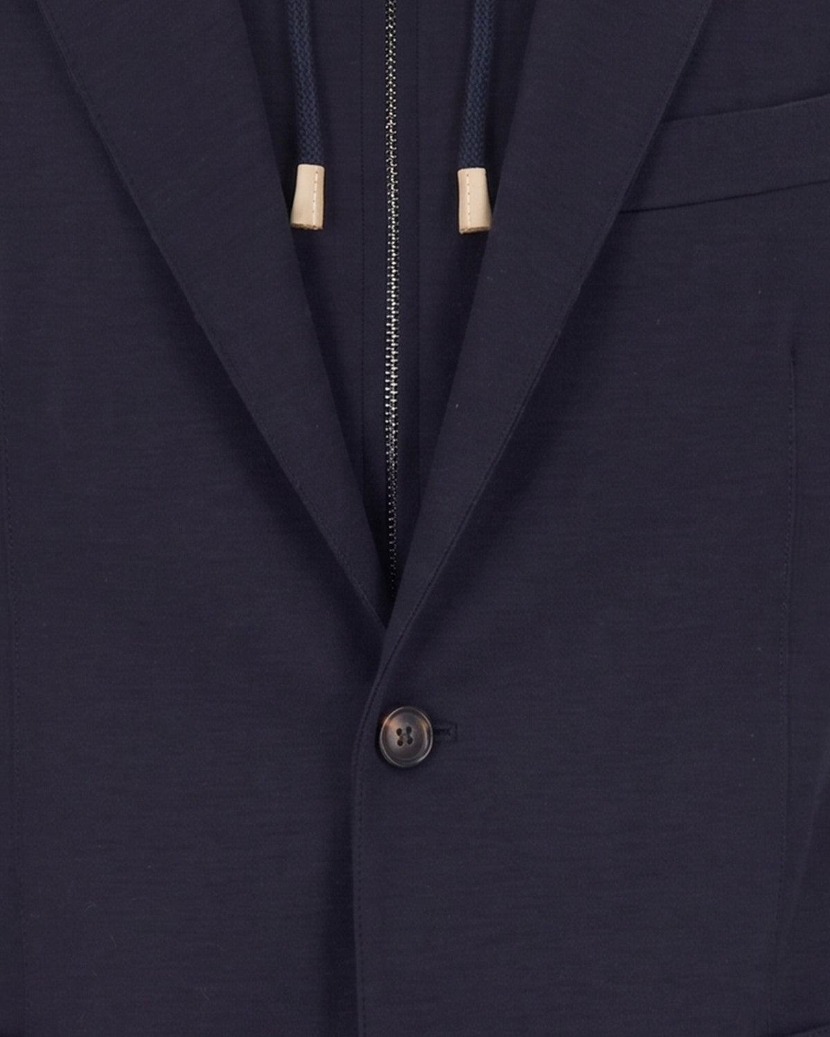 Blue Hooded Layered Closure Blazer