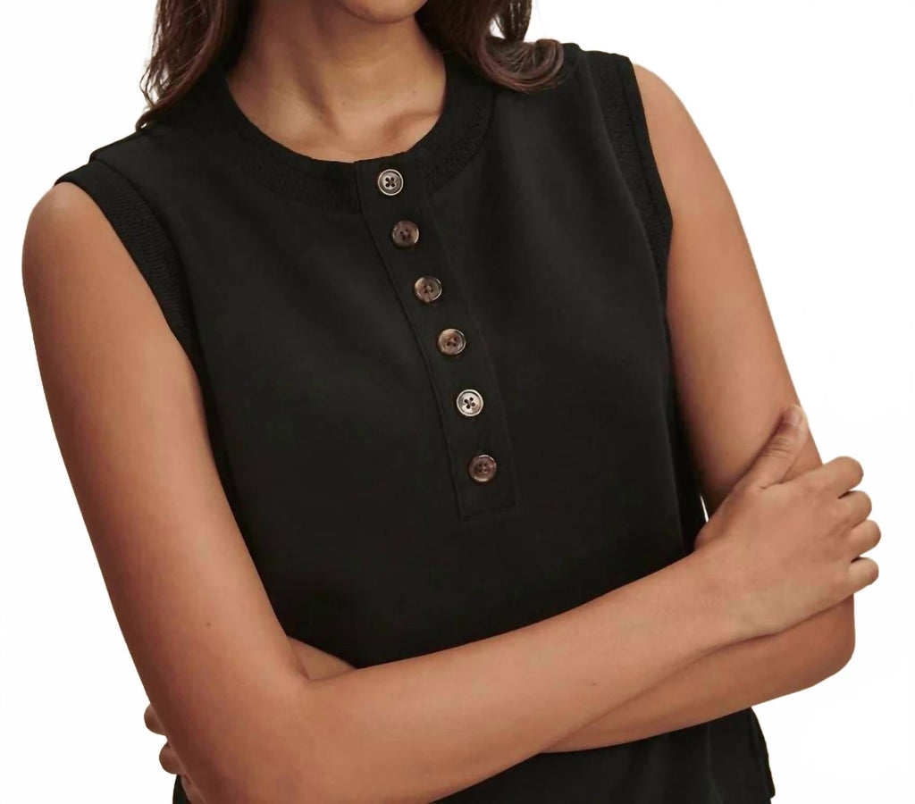 Marla Button Placket Tank In Black