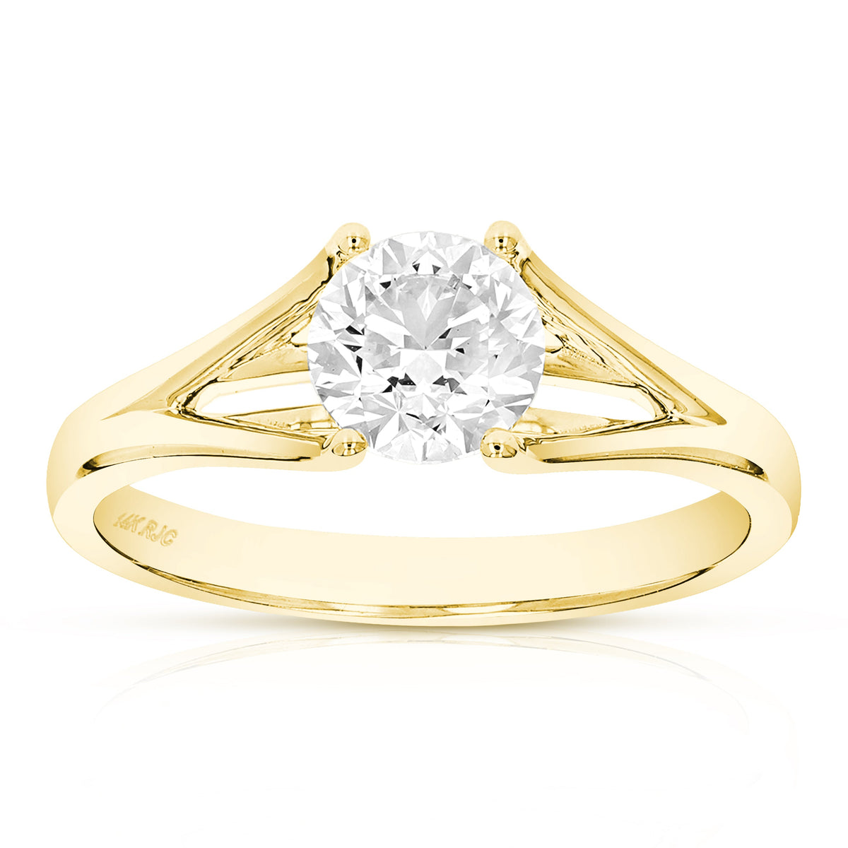 1 cttw Lab Grown Diamond Engagement Solitaire Ring in 14K Yellow Gold For Women