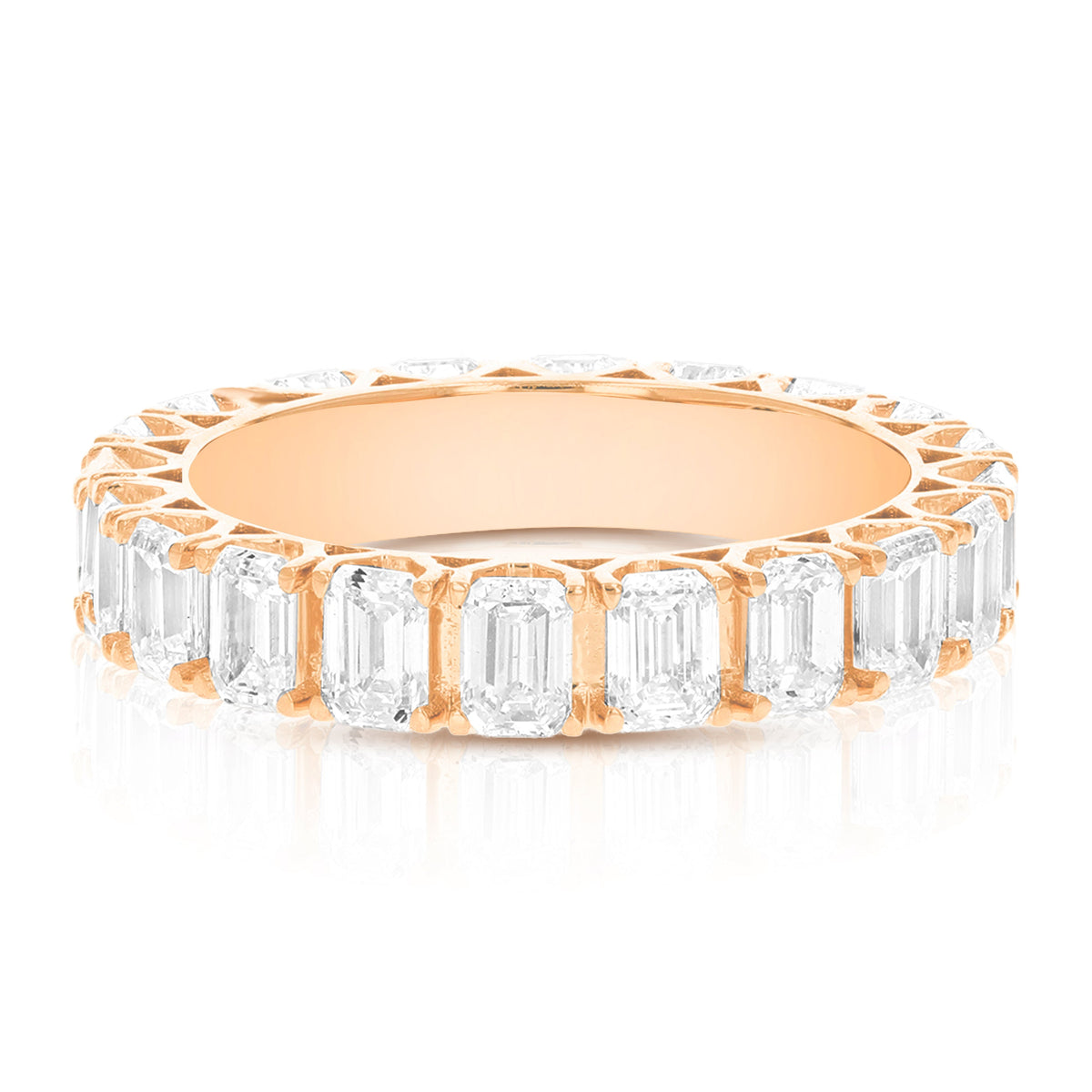 3 cttw Emerald Lab Grown Diamond Eternity Ring Wedding Band in 14K Rose Gold For Women