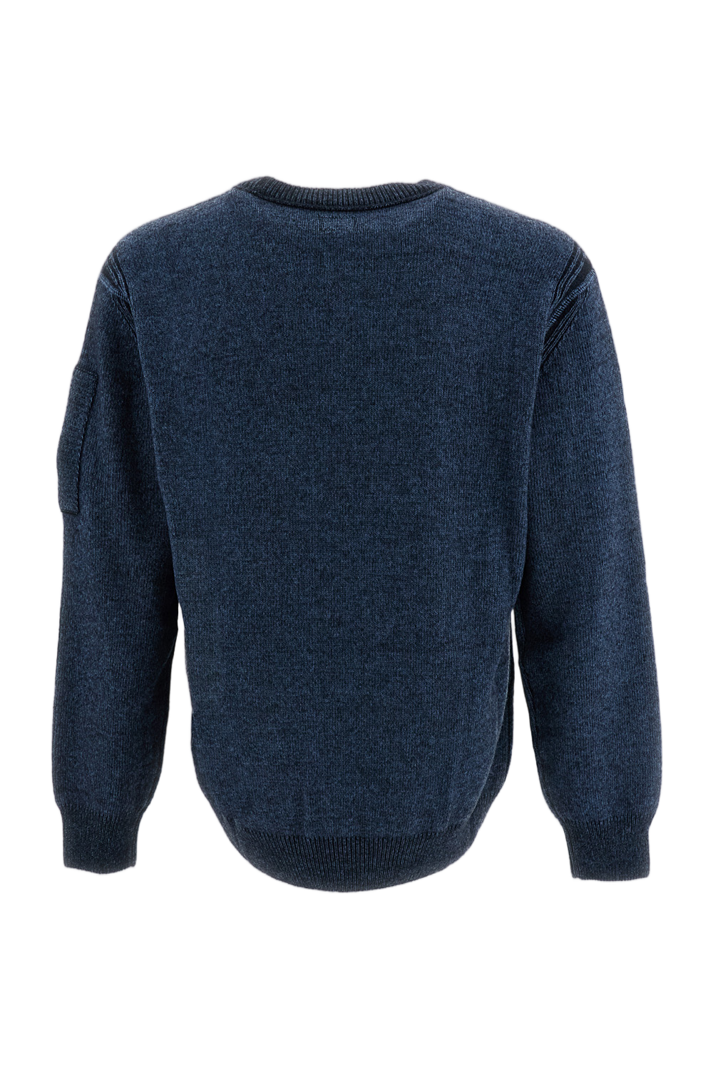 Blue Fleece Wool-Blend Sleeve Pocket Sweater