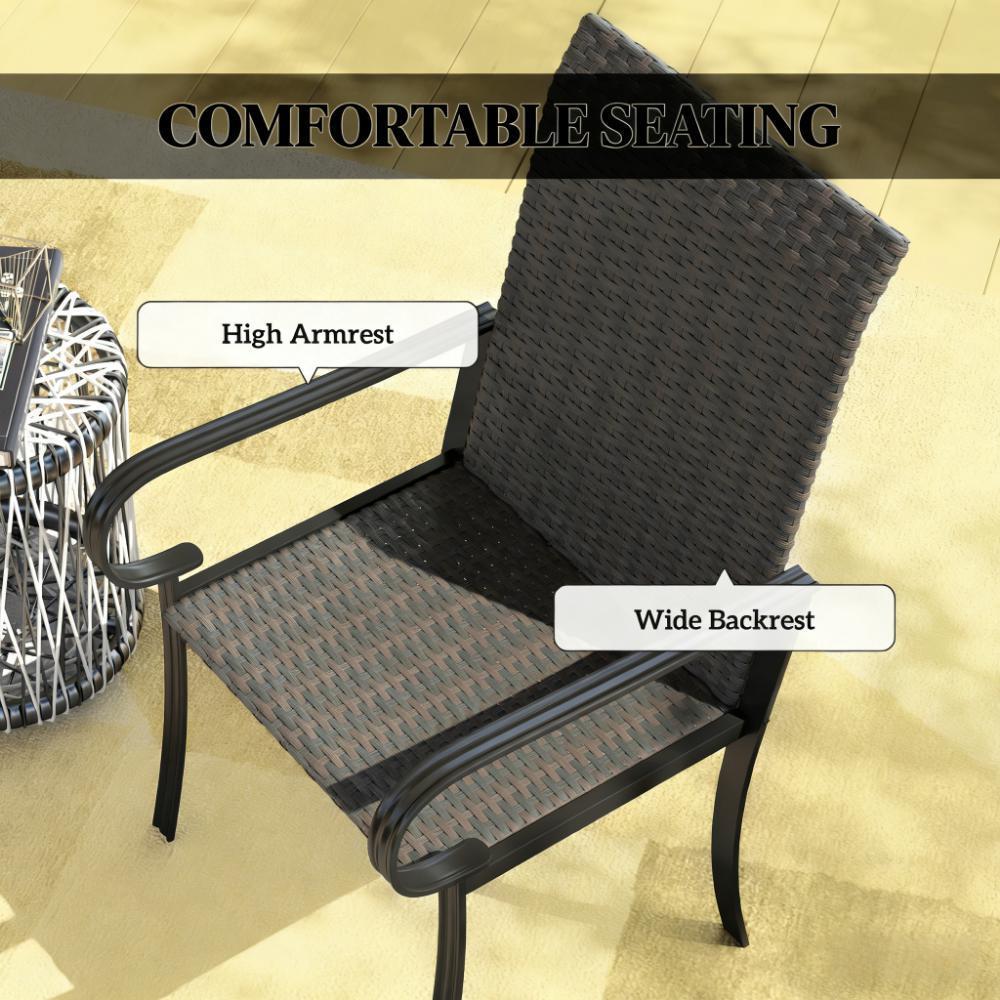 Modern Dining Chairs with Woven Backs and Sturdy Metal Frames